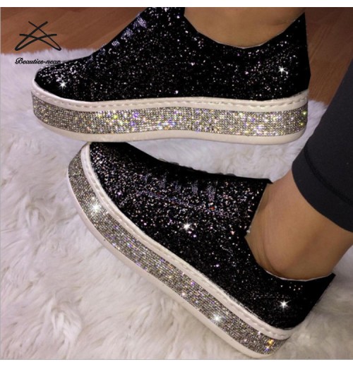 Fashion new design women bling shiny diamond lace up casual sneaker ladies running shoes Fashion new design women bling shiny diamond lace up casual sneaker ladies running shoes