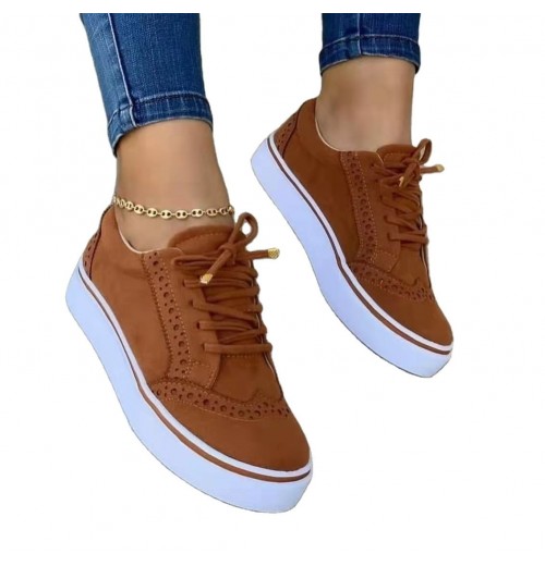 Brown Suede Cutout Lace-Up Leather Sports Shoes with Customizable Fashion Sneakers Brown Suede Cutout Lace-Up Leather Sports Shoes with Customizable Fashion Sneakers