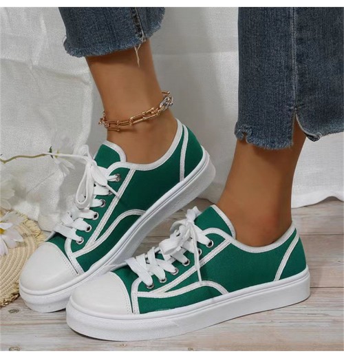 Plus size 35-43 flat casual canvas shoes 2023 new versatile breathable round tie up sneakers for women Plus size 35-43 flat casual canvas shoes 2023 new versatile breathable round tie up sneakers for women